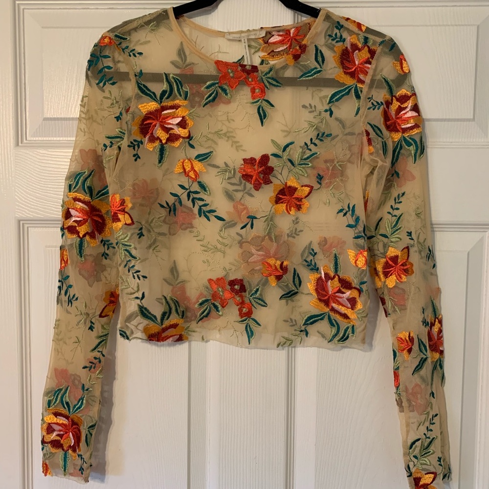 Urban outfitters sheer embroidered top